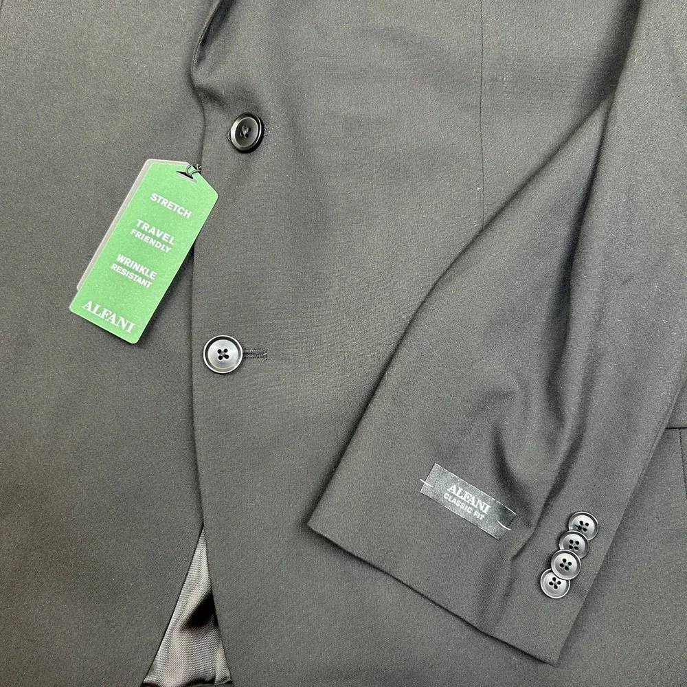 Alfani‎ Suit Jacket Mens 44S 44 Black Blazer Classic Fit Eco-Friendly $360
